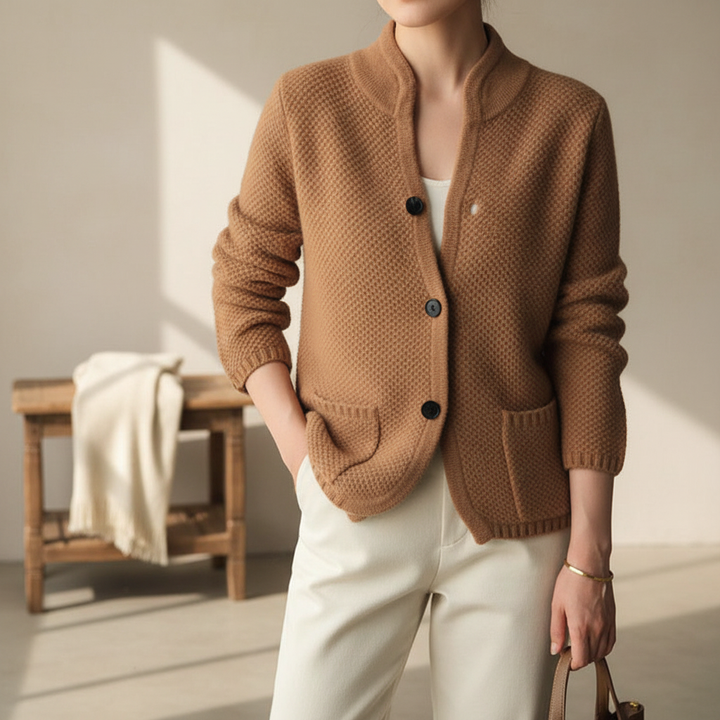 Figurujący sweter narzutowy - Tanya