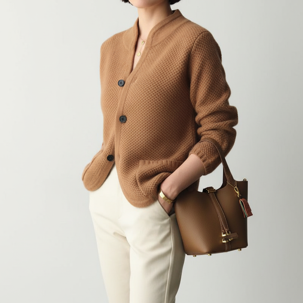 Figurujący sweter narzutowy - Tanya