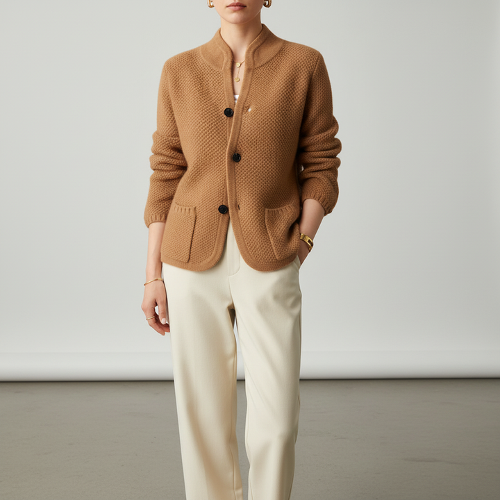 Figurujący sweter narzutowy - Tanya