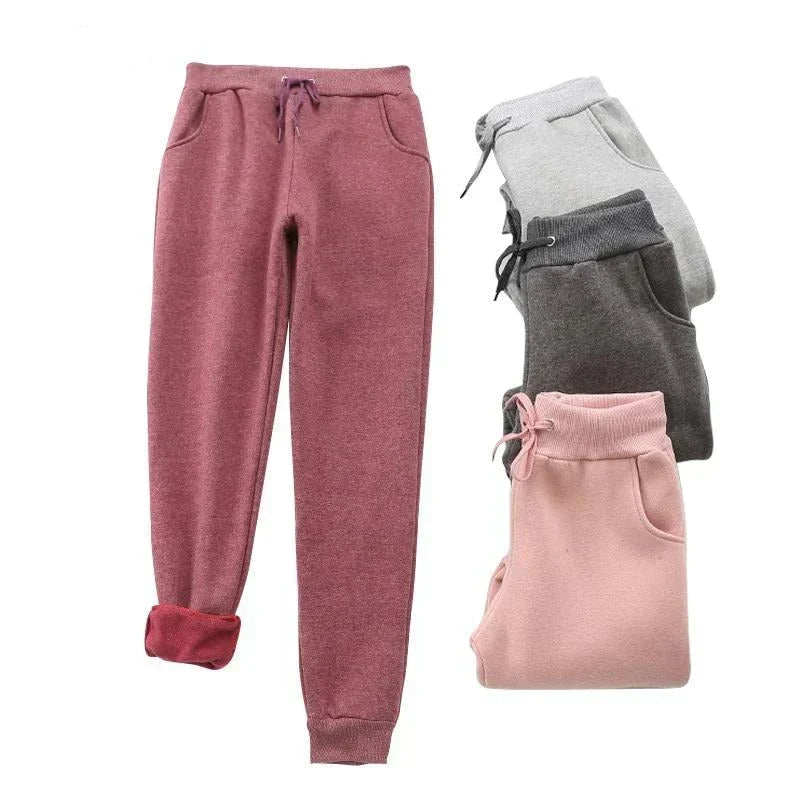 Damskie spodnie typu jogger ocieplane polarem - Karen