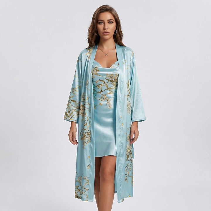 Komplet kimono i sukienka typu slip w kwiaty – Thelma