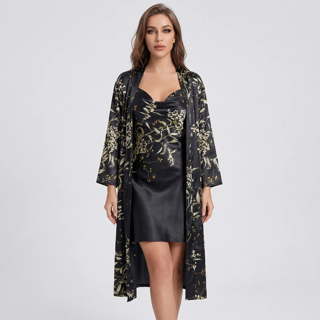 Komplet kimono i sukienka typu slip w kwiaty – Thelma