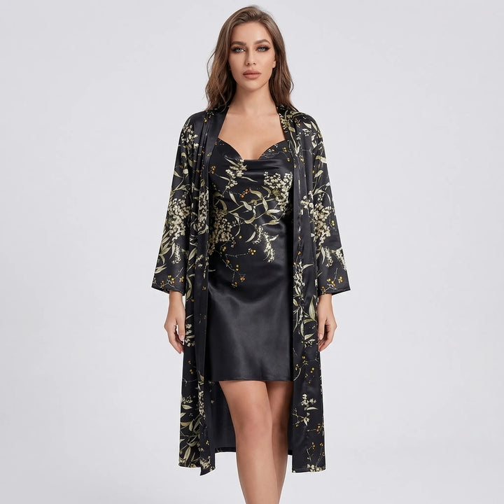 Komplet kimono i sukienka typu slip w kwiaty – Thelma