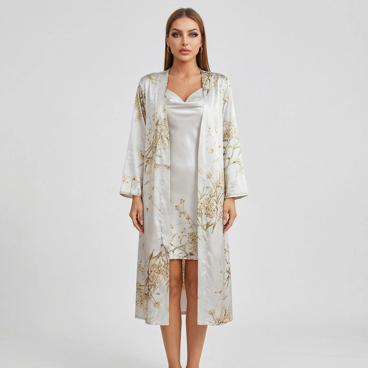 Komplet kimono i sukienka typu slip w kwiaty – Thelma