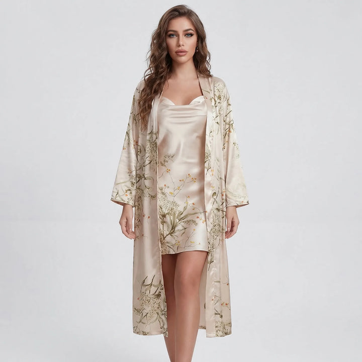 Komplet kimono i sukienka typu slip w kwiaty – Thelma