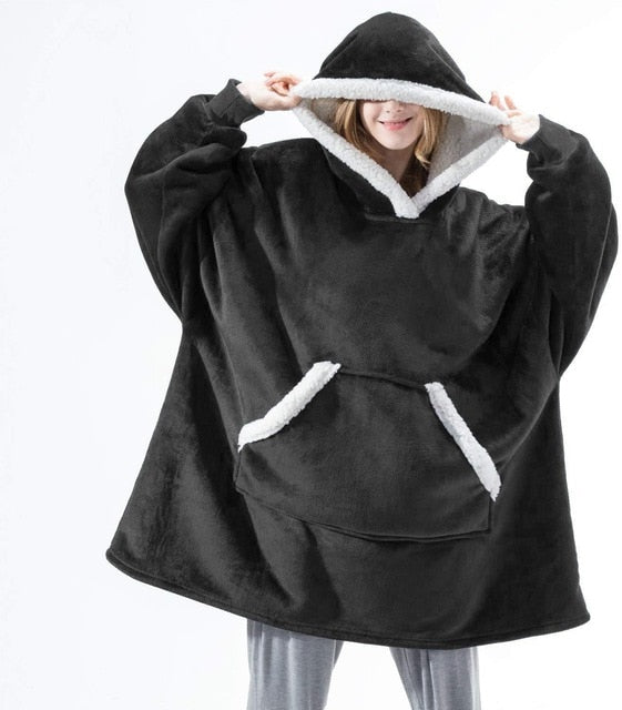 Kaminski | Oversize bluza koc premium z kapturem i miękkim sherpa
