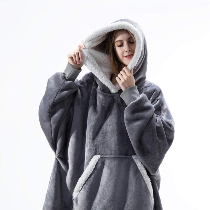 Kaminski | Oversize bluza koc premium z kapturem i miękkim sherpa