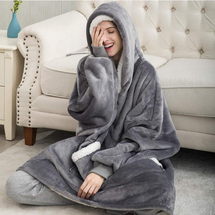 Kaminski | Oversize bluza koc premium z kapturem i miękkim sherpa