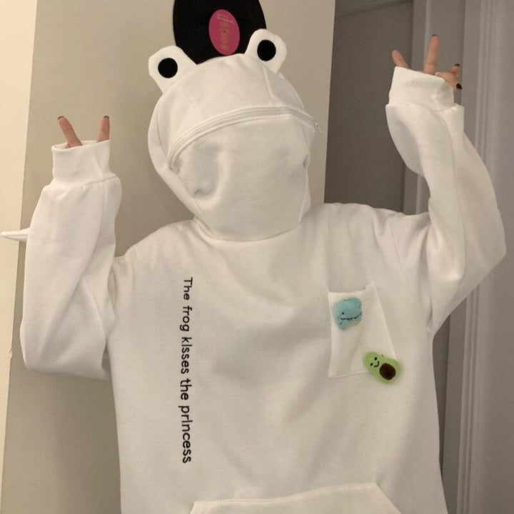 Unisexowy sweter z kapturem z designem żaby – Froggy
