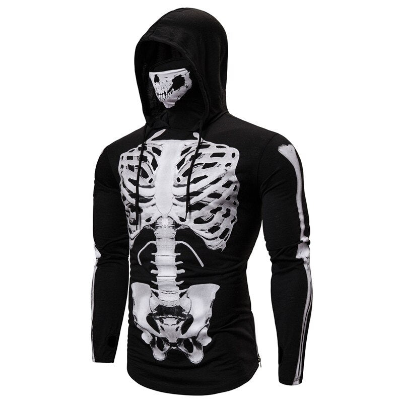 Herren-Hoodie z wbudowaną maską czaszki – Jesienna edycja ShadowX