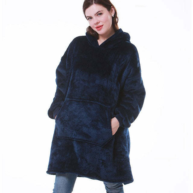 Kaminski | Oversize bluza koc premium z kapturem i miękkim sherpa