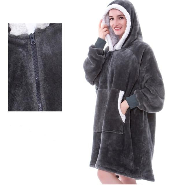 Kaminski | Oversize bluza koc premium z kapturem i miękkim sherpa