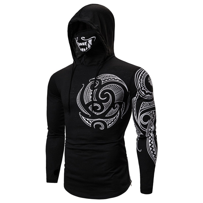 Herren-Hoodie z wbudowaną maską czaszki – Jesienna edycja ShadowX