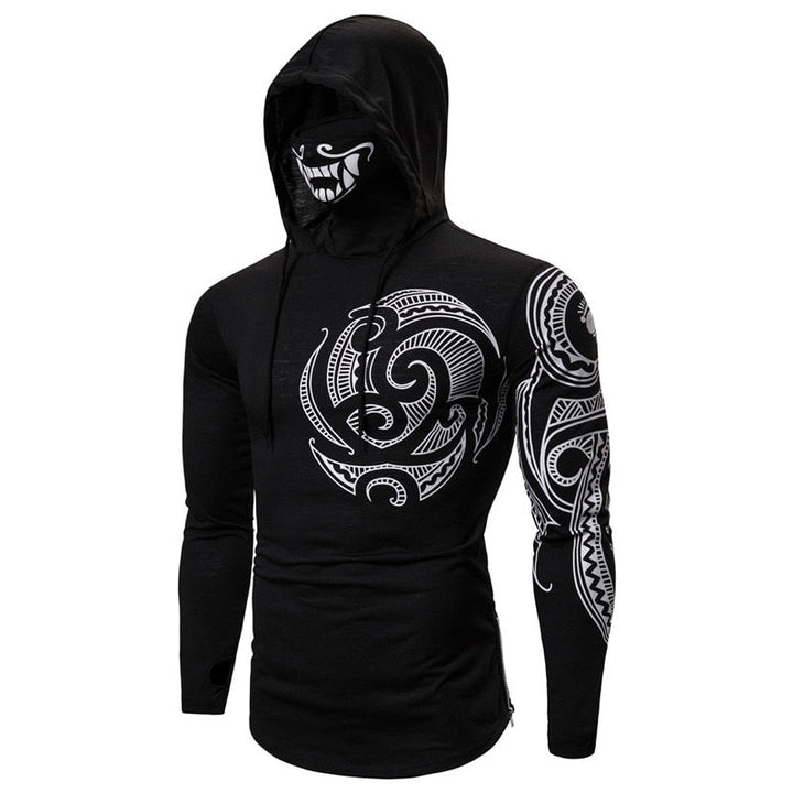 Herren-Hoodie z wbudowaną maską czaszki – Jesienna edycja ShadowX
