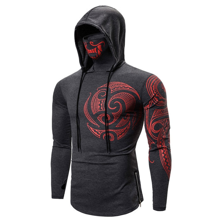 Herren-Hoodie z wbudowaną maską czaszki – Jesienna edycja ShadowX