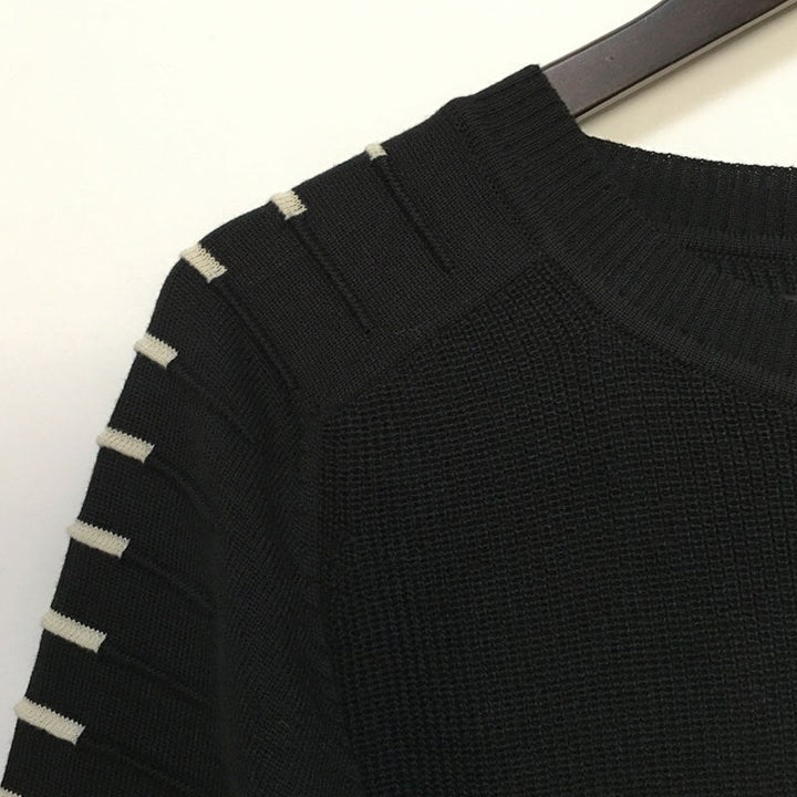 Męski sweter z dzianiny z detalami w paski – edycja jesienna Lukas