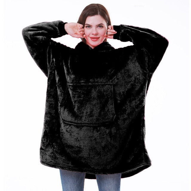 Kaminski | Oversize bluza koc premium z kapturem i miękkim sherpa
