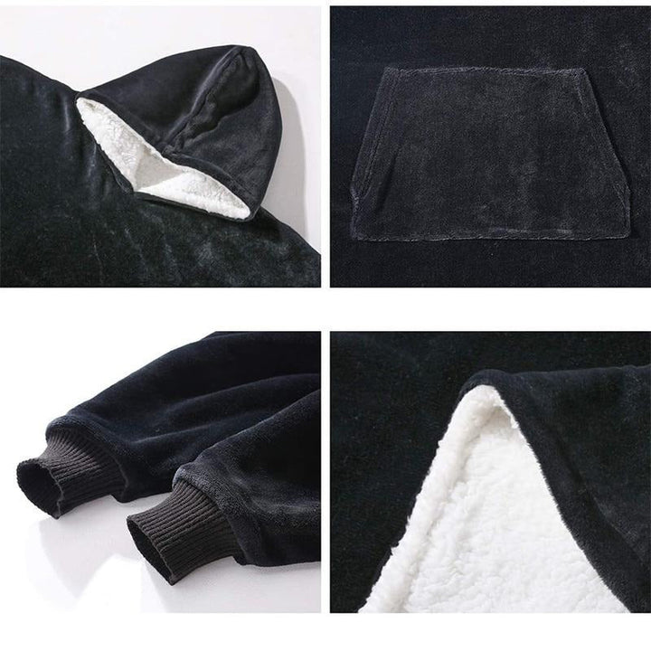 Kaminski | Oversize bluza koc premium z kapturem i miękkim sherpa