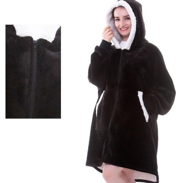 Kaminski | Oversize bluza koc premium z kapturem i miękkim sherpa