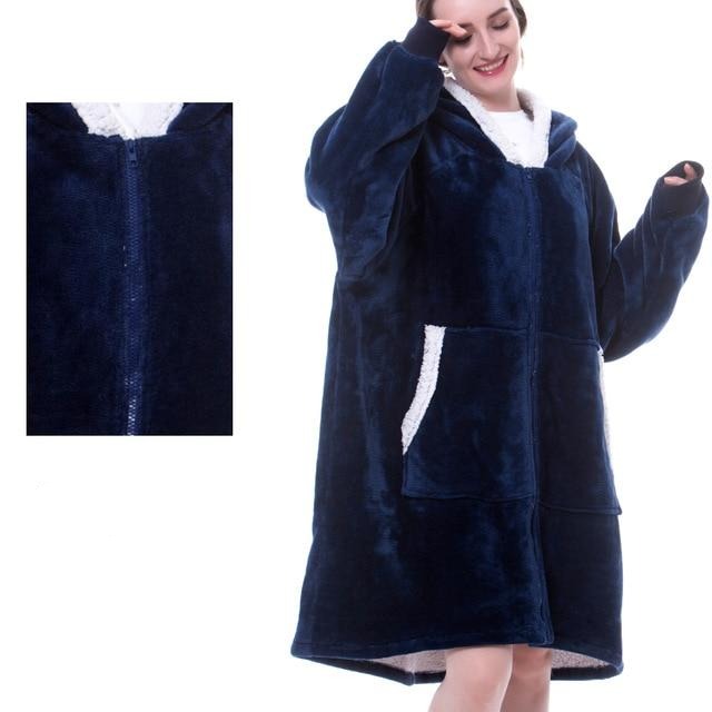Kaminski | Oversize bluza koc premium z kapturem i miękkim sherpa