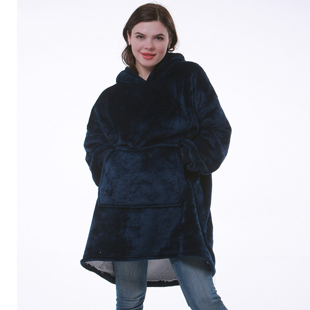 Kaminski | Oversize bluza koc premium z kapturem i miękkim sherpa