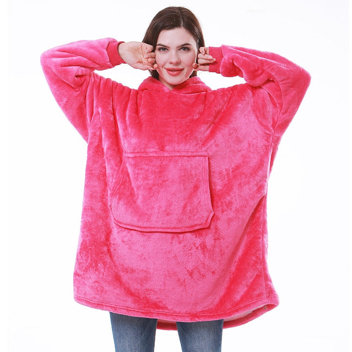 Kaminski | Oversize bluza koc premium z kapturem i miękkim sherpa