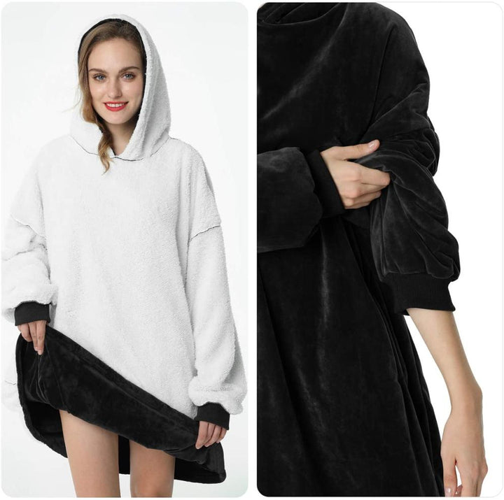 Kaminski | Oversize bluza koc premium z kapturem i miękkim sherpa