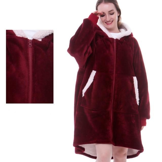 Kaminski | Oversize bluza koc premium z kapturem i miękkim sherpa