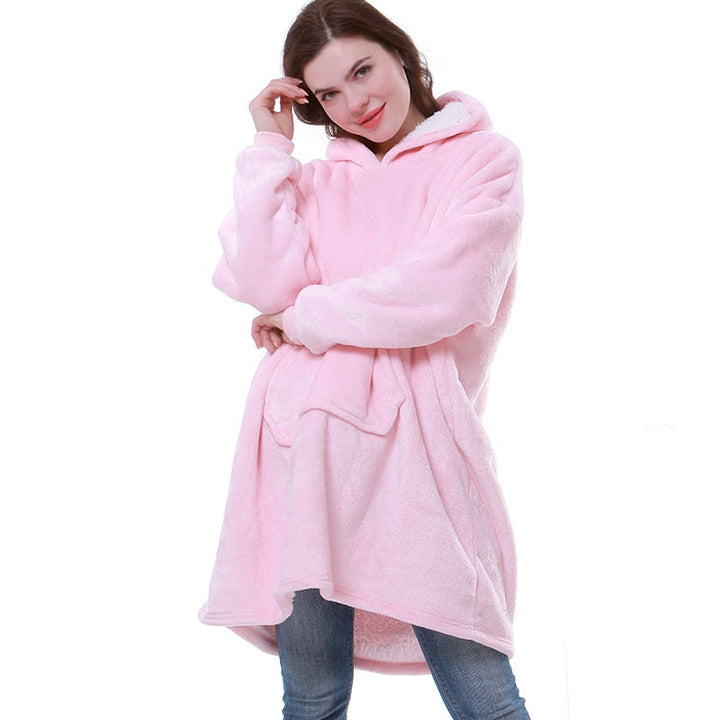 Kaminski | Oversize bluza koc premium z kapturem i miękkim sherpa