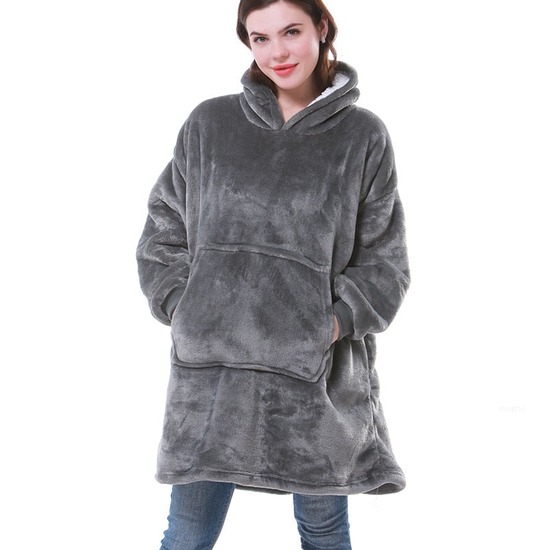 Kaminski | Oversize bluza koc premium z kapturem i miękkim sherpa