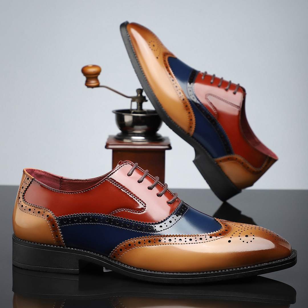 Męskie sznurowane buty typu wingtip brogue - Noel