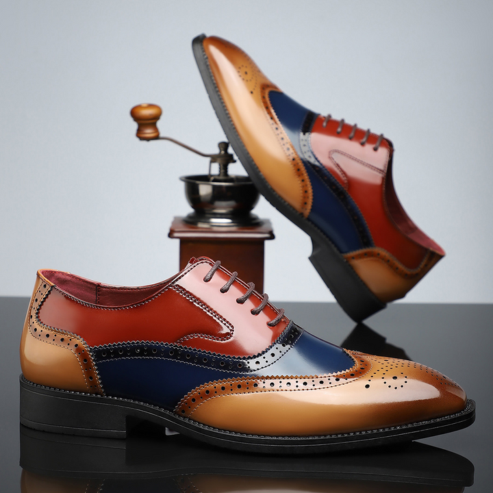 Męskie sznurowane buty typu wingtip brogue - Noel