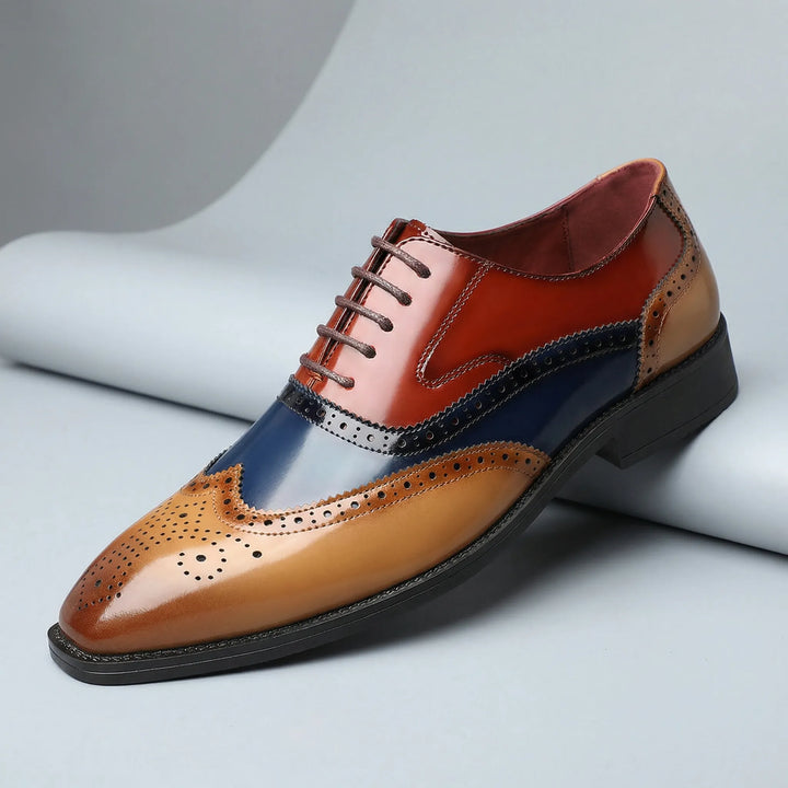 Męskie sznurowane buty typu wingtip brogue - Noel