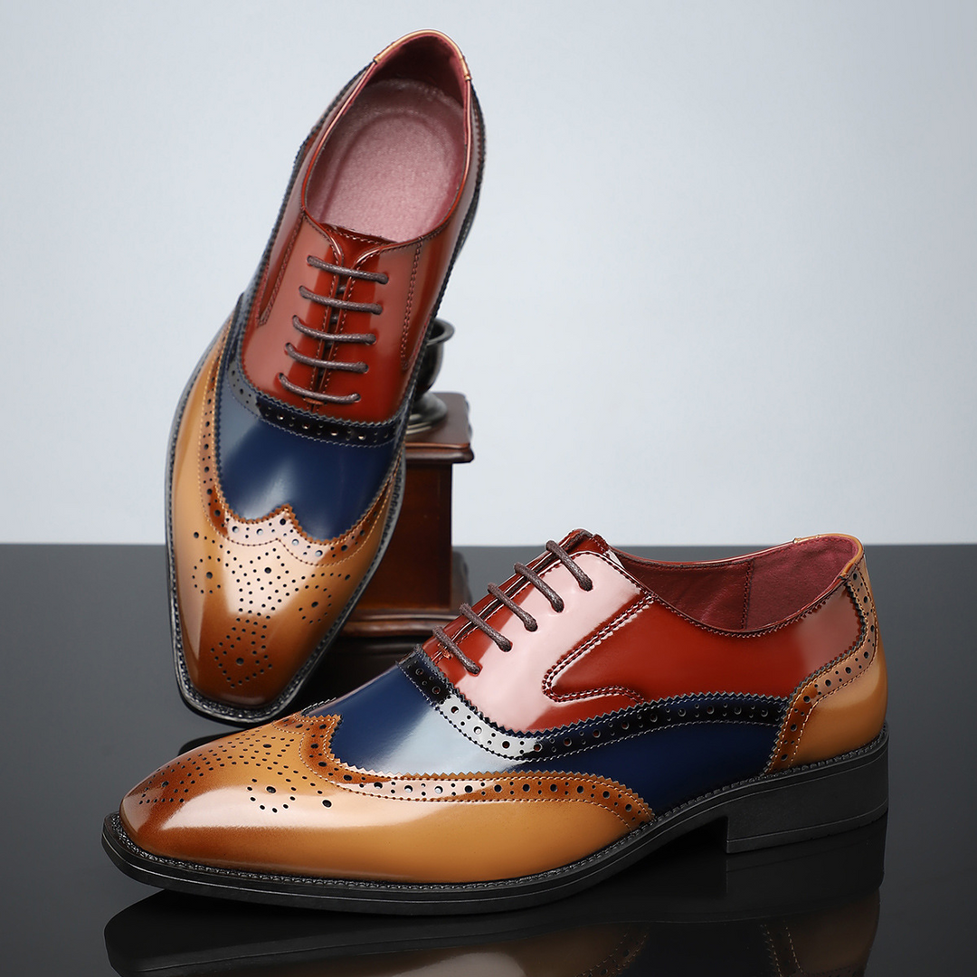 Męskie sznurowane buty typu wingtip brogue - Noel