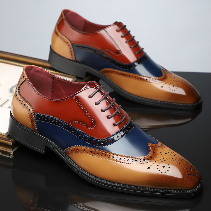 Męskie sznurowane buty typu wingtip brogue - Noel