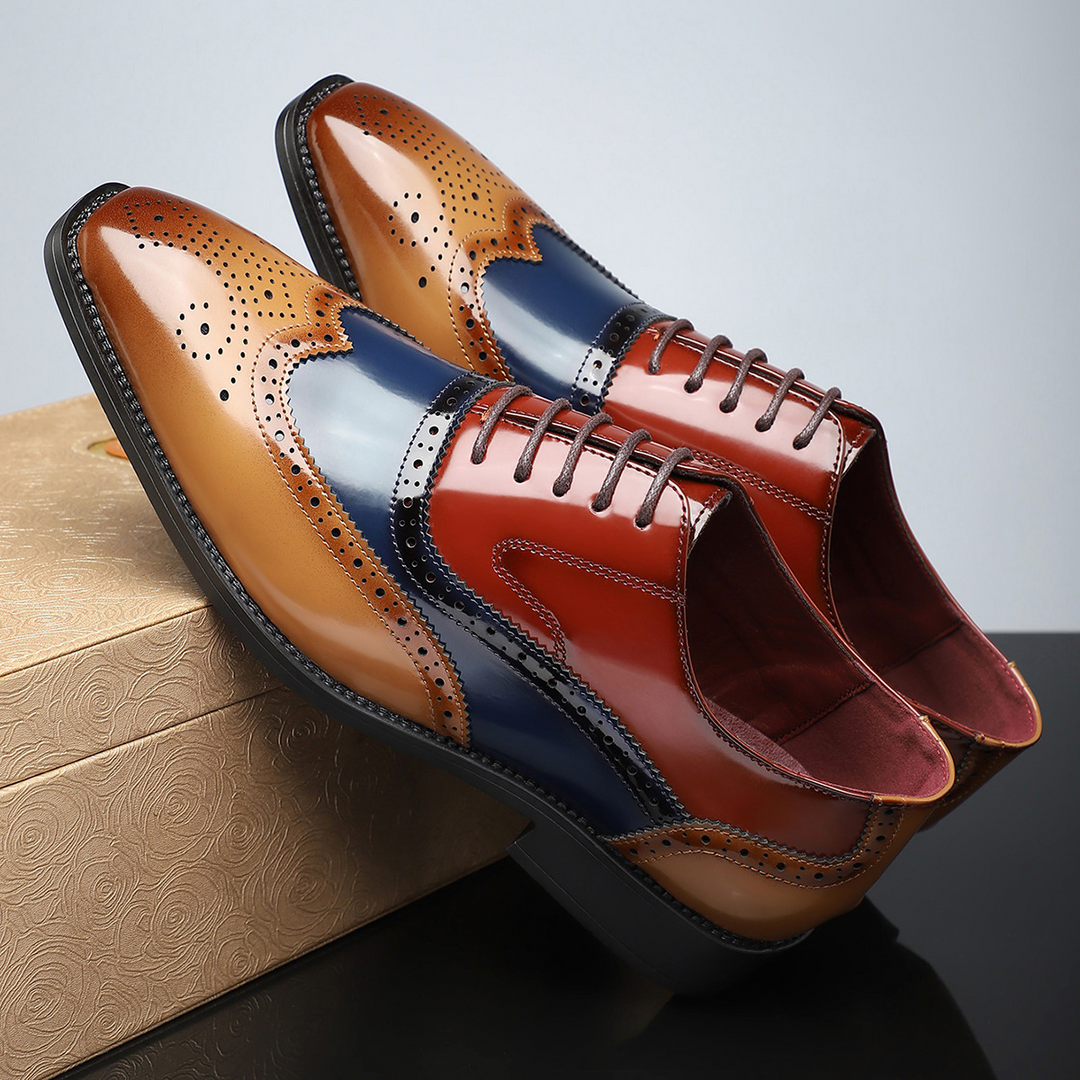 Męskie sznurowane buty typu wingtip brogue - Noel