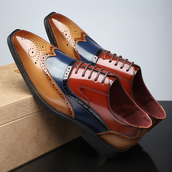 Męskie sznurowane buty typu wingtip brogue - Noel