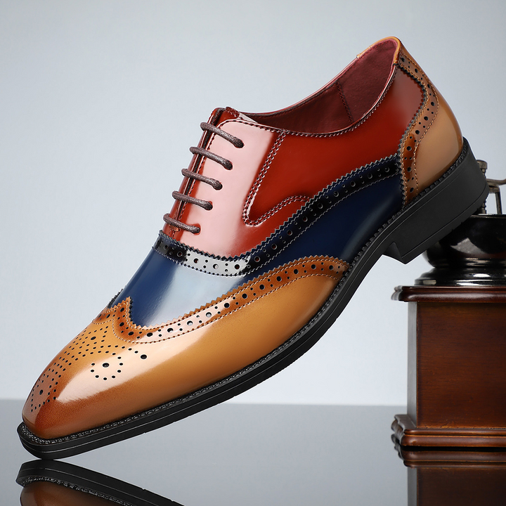 Męskie sznurowane buty typu wingtip brogue - Noel