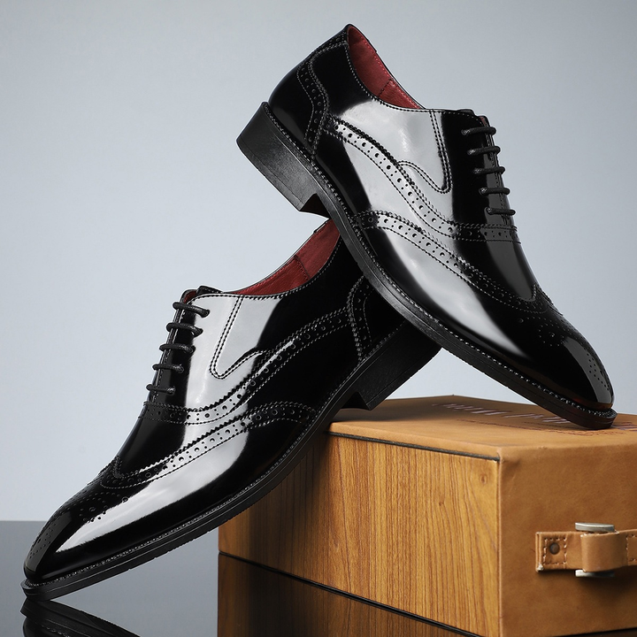 Męskie sznurowane buty typu wingtip brogue - Noel