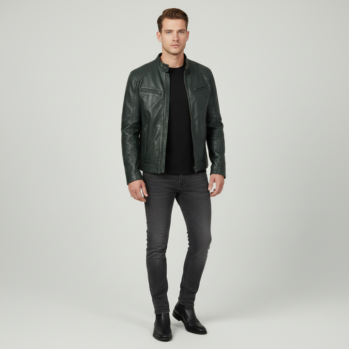 Męska skórzana kurtka O slim fit - Spencer