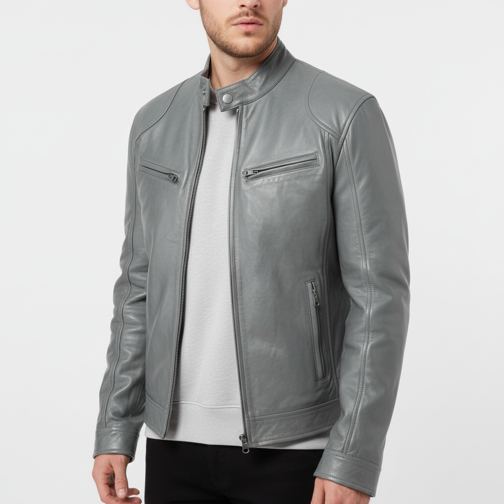 Męska skórzana kurtka O slim fit - Spencer