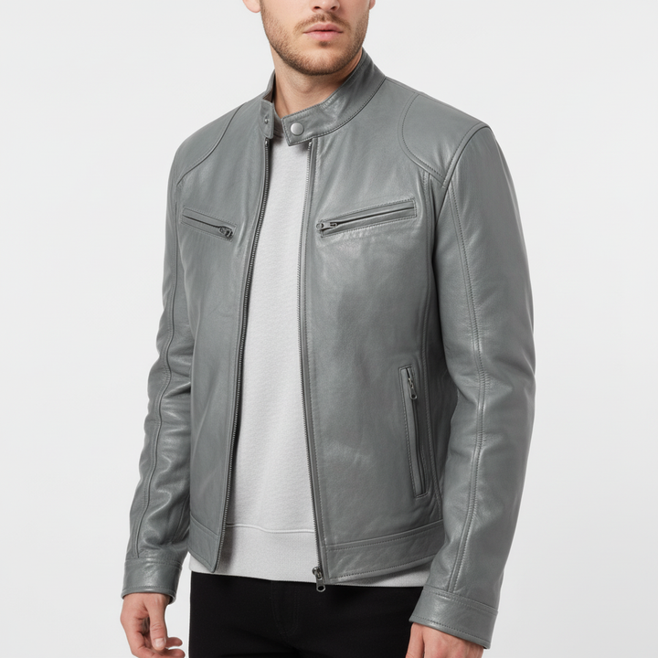 Męska skórzana kurtka O slim fit - Spencer
