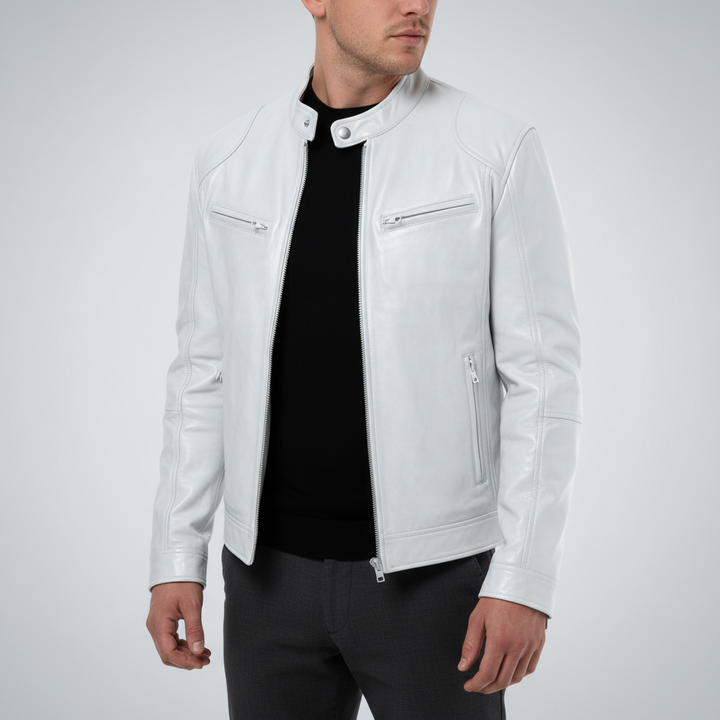 Męska skórzana kurtka O slim fit - Spencer