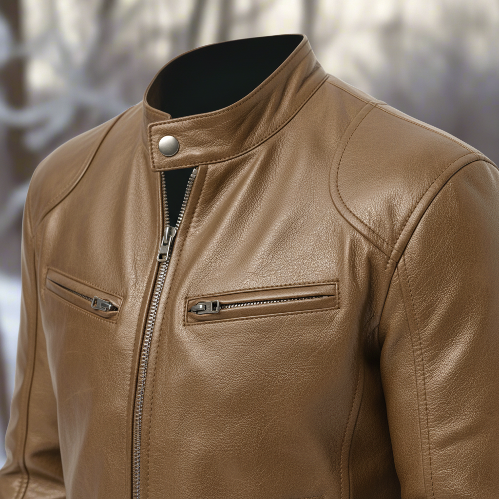 Męska skórzana kurtka O slim fit - Spencer