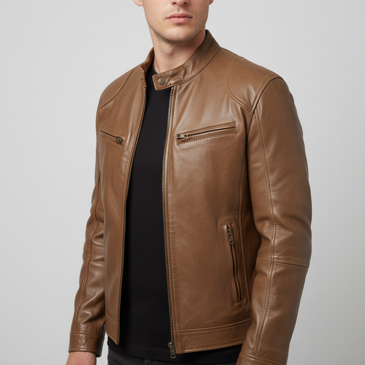 Męska skórzana kurtka O slim fit - Spencer