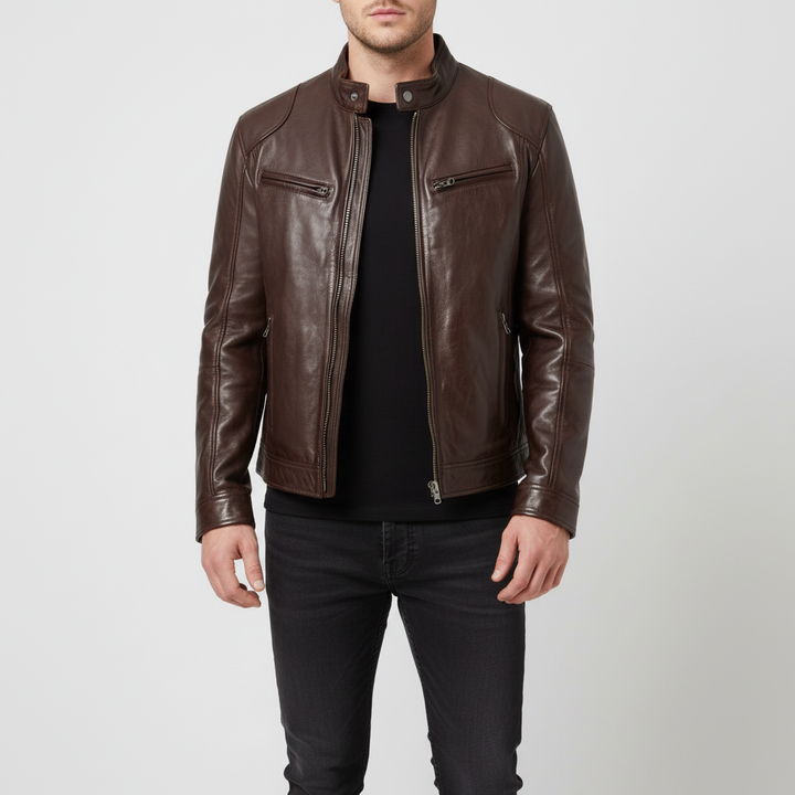 Męska skórzana kurtka O slim fit - Spencer