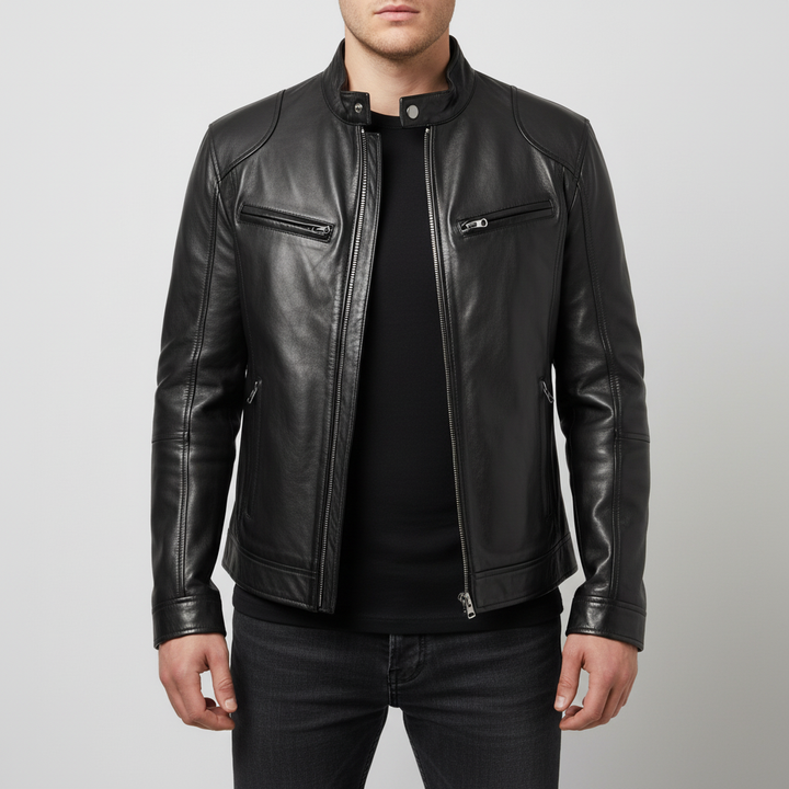 Męska skórzana kurtka O slim fit - Spencer