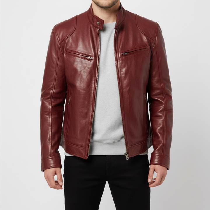 Męska skórzana kurtka O slim fit - Spencer