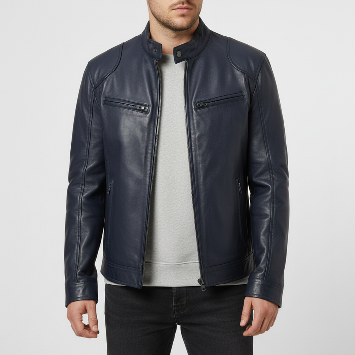 Męska skórzana kurtka O slim fit - Spencer