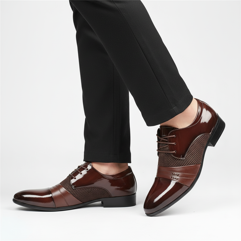 Męskie sznurowane buty ze szpicem - Jason